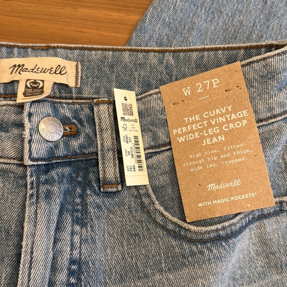 Madewell The Curvy Vintage Wide-Leg Crop Jeans - Altoona Wash Size 27 Petite - Picture 9 of 9